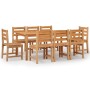 Set da Pranzo per Giardino 9 pz in Legno Massello di Teak