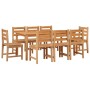 Set da Pranzo per Giardino 9 pz in Legno Massello di Teak