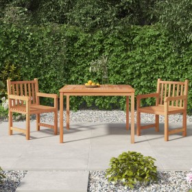 Set da Pranzo per Giardino 3 pz in Legno Massello di Teak