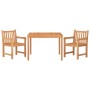 Set da Pranzo per Giardino 3 pz in Legno Massello di Teak