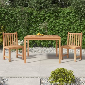 Set da Pranzo per Giardino 3 pz in Legno Massello di Teak