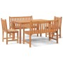 Set da Pranzo per Giardino 5 pz in Legno Massello di Teak