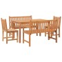 Set da Pranzo per Giardino 5 pz in Legno Massello di Teak