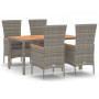 Set da Pranzo da Giardino 5 pz con Cuscini in Polyrattan Grigio