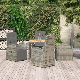 Set da Pranzo da Giardino 5 pz con Cuscini in Polyrattan Grigio