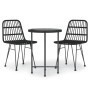 Set da Pranzo da Giardino 3 pz Nero in Polyrattan