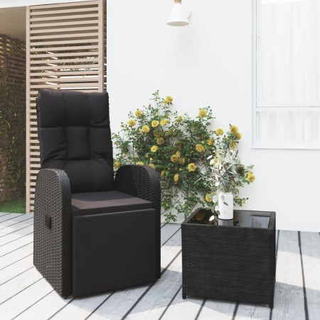 Set Mobili da Giardino 2 pz Nero Polyrattan e Acciaio