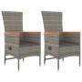 Set da Pranzo da Giardino 3 pz con Cuscini in Polyrattan Grigio