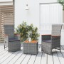 Set Mobili Giardino 3pz Grigio Polyrattan Legno Massello Acacia