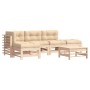 Set Divani da Giardino 6 pz con Cuscini in Legno Massello