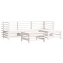 Set Divani da Giardino 5pz con Cuscini in Legno Massello Bianco