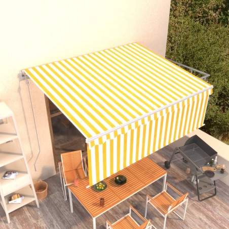 Tenda Retrattile Automatica con Parasole 4,5x3m Gialla Bianca