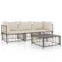 Set Divani da Giardino 4 pz con Cuscini Antracite in Polyrattan