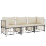 Set Divani da Giardino 3 pz con Cuscini Antracite in Polyrattan