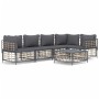 Set Divani da Giardino 6 pz con Cuscini Antracite in Polyrattan