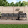 Set Divani da Giardino 5 pz con Cuscini Antracite in Polyrattan