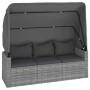 Set Divani da Giardino 4 pz con Cuscini in Polyrattan Grigio