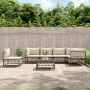 Set Divani da Giardino 7 pz con Cuscini Antracite in Polyrattan