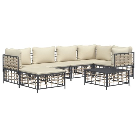 Set Divani da Giardino 7 pz con Cuscini Antracite in Polyrattan