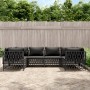 Set Salotto da Giardino 6 pz con Cuscini in Acciaio Antracite