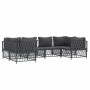 Set Salotto da Giardino 6 pz con Cuscini in Acciaio Antracite