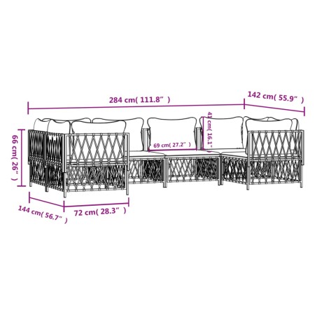 Set Salotto da Giardino 6 pz con Cuscini in Acciaio Antracite