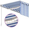 Tenda Automatica Parasole Sensore Vento LED 4x3m Blu Bianca