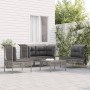 Set Divani da Giardino 5 pz con Cuscini in Polyrattan Grigio