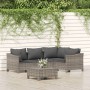 Set Divani da Giardino 5 pz con Cuscini in Polyrattan Grigio