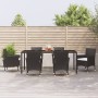 Set da Pranzo da Giardino 7 pz Nero con Cuscini in Polyrattan