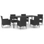 Set da Pranzo da Giardino 7 pz Nero con Cuscini in Polyrattan