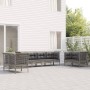 Set Divani da Giardino 8 pz con Cuscini in Polyrattan Grigio