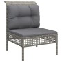 Set Divani da Giardino 10 pz con Cuscini in Polyrattan Grigio