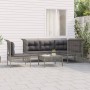 Set Divani da Giardino 6 pz con Cuscini in Polyrattan Grigio