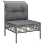 Set Divani da Giardino 6 pz con Cuscini in Polyrattan Grigio