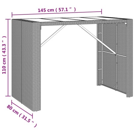 Set Bar da Giardino 7 pz con Cuscini in Polyrattan Nero