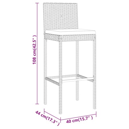 Set Bar da Giardino 7 pz con Cuscini in Polyrattan Nero