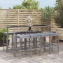 Set Bar da Giardino 9 pz con Cuscini in Polyrattan Grigio