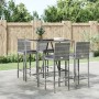 Set Bar da Giardino 5 pz con Cuscini in Polyrattan Grigio