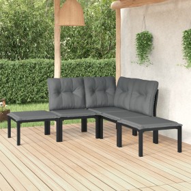 Set Salotto da Giardino 5 pz Nero e Grigio in Polyrattan