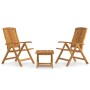 Set Salotto da Giardino 3 pz in Legno Massello di Teak