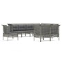 Set Divani da Giardino 9 pz con Cuscini in Polyrattan Grigio