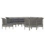 Set Divani da Giardino 9 pz con Cuscini in Polyrattan Grigio