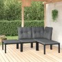 Set Salotto da Giardino 4 pz Nero e Grigio in Polyrattan