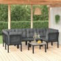 Set Salotto da Giardino 7 pz Nero e Grigio in Polyrattan