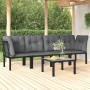 Set Salotto da Giardino 5 pz Nero e Grigio in Polyrattan