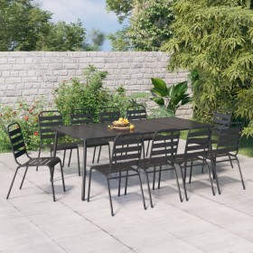 Set da Pranzo da Giardino 11 pz in Acciaio Antracite