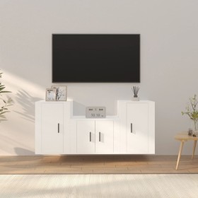 Set Mobili Porta TV 3 pz Bianco in Legno Multistrato