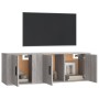 Set Mobili Porta TV 2 pz Grigio Sonoma in Legno Multistrato