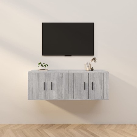 Mobili Porta TV a Parete 2 pz Grigio Sonoma 57x34,5x40 cm